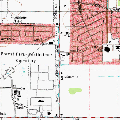 Topographic Map of Houston Fire Department / Emergency Medical Services Station 75, TX