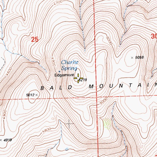 Topographic Map of Bald Mountain, CA