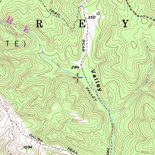 Topographic Map of Bear Valley Trail, CA