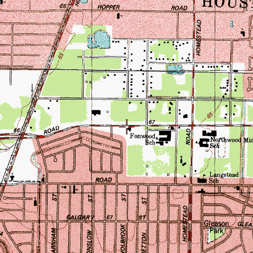 Topographic Map of Houston Fire Department Station 56, TX