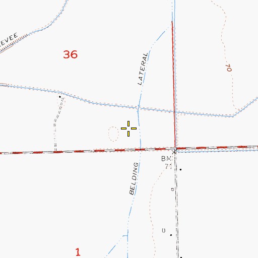 Topographic Map of Belding Lateral, CA