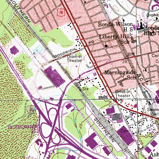 Topographic Map of Norfolk Southern Corporate Police Department, SC