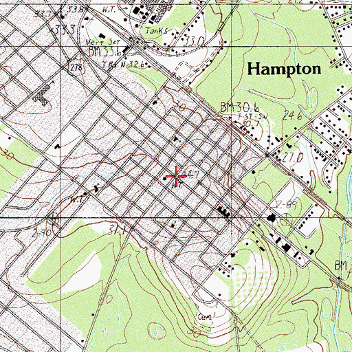 Topographic Map of Hampton County Emergency Preparedness Office, SC