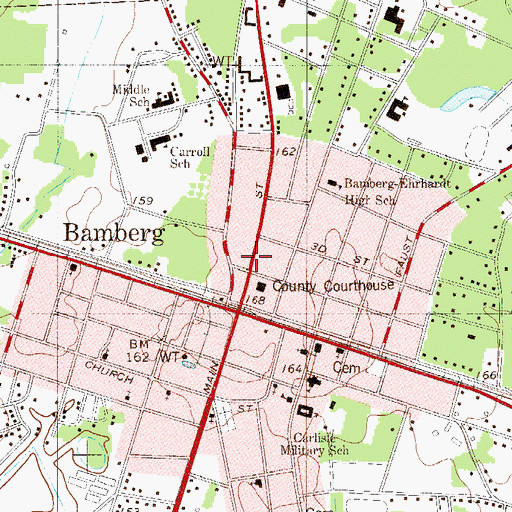 Topographic Map of Bamberg County Emergency Management Office, SC
