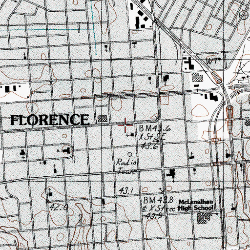 Topographic Map of Florence Police Department, SC