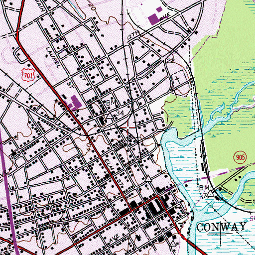 Topographic Map of Horry County Fifteenth Judicial Circuit Drug Enforcement Unit, SC
