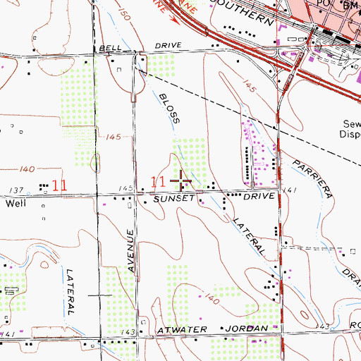 Topographic Map of Bloss Lateral, CA