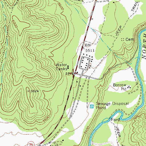 Topographic Map of Diamond Creek Community Center, AZ