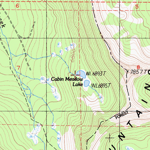 Topographic Map of Cabin Meadow Lake, CA