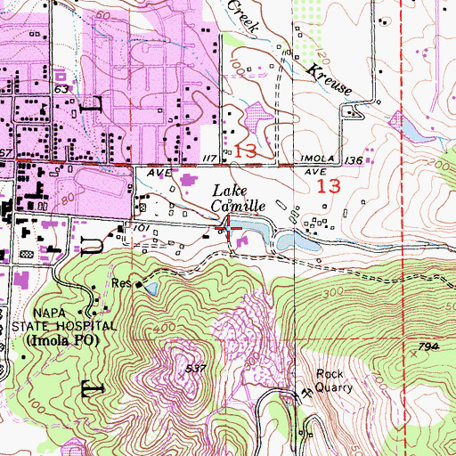 Topographic Map of Lake Camille, CA