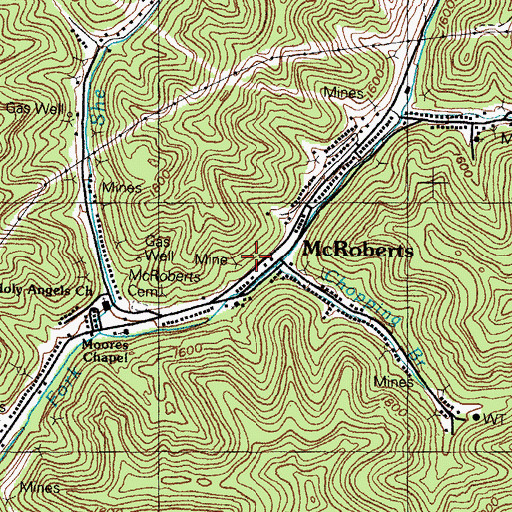 Topographic Map of McRoberts Post Office, KY