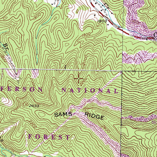 Topographic Map of Sams Ridge, KY