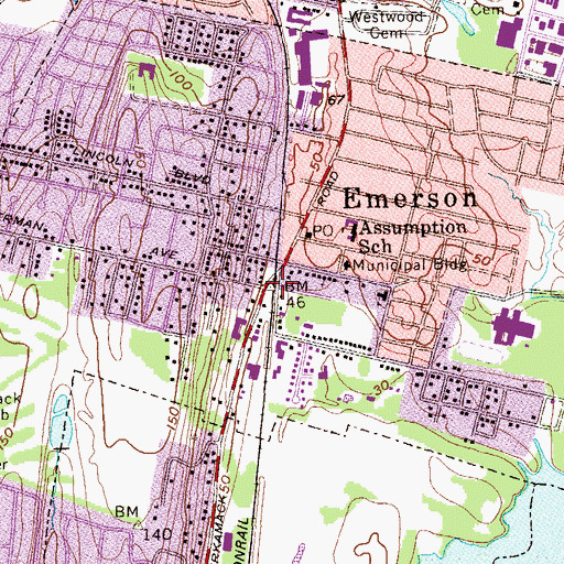 Topographic Map of Emerson Station, NJ