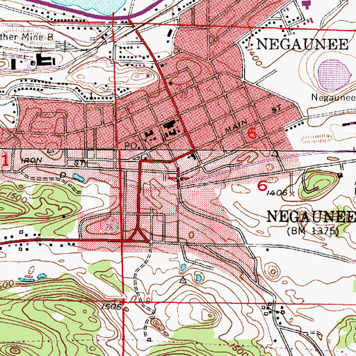 Topographic Map of Negaunee Volunteer Fire Department, MI