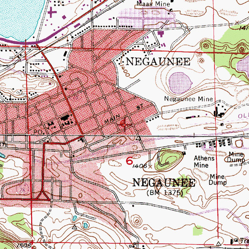 Topographic Map of Negaunee Historical Society Museum, MI