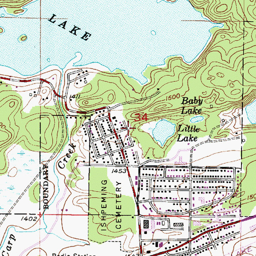 Topographic Map of Temple Beth Sholom, MI