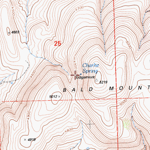 Topographic Map of Charlie Spring, CA