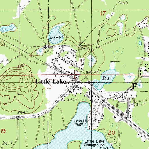 Topographic Map of Little Lake Post Office, MI