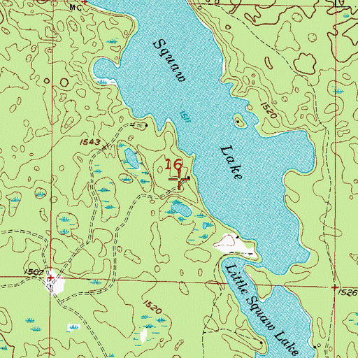 Topographic Map of Squaw Lake State Forest Campground, MI