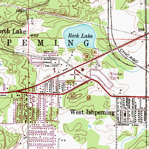 Topographic Map of Ishpeming Township Recreation Area, MI