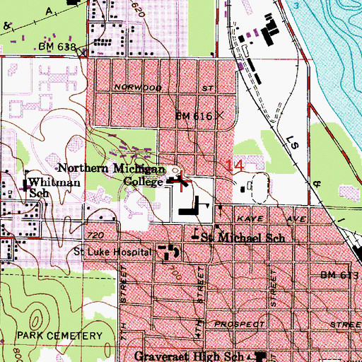 Topographic Map of Carey Hall, MI
