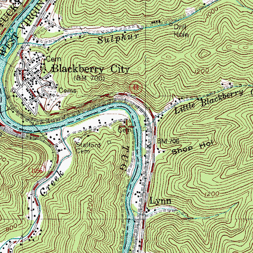 Topographic Map of Matthew Hatfield Cemetery, KY