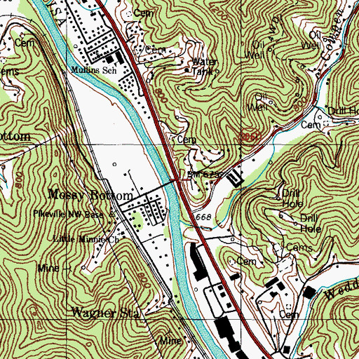 Topographic Map of Mossy Bottom Bridge, KY