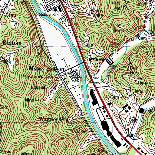 Topographic Map of Mossy Bottom School (historical), KY