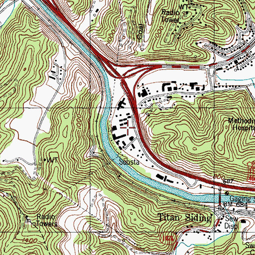 Topographic Map of Narrows Bottom, KY