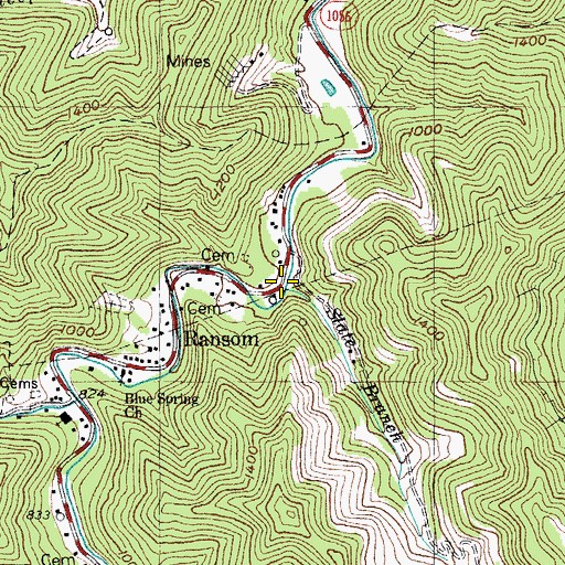 Topographic Map of Ransom Post Office (historical), KY