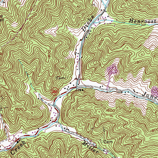 Topographic Map of Upper Feds Creek School (historical), KY