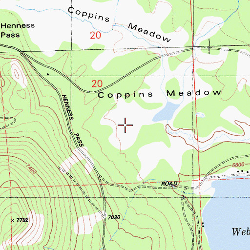 Topographic Map of Coppins Meadow, CA