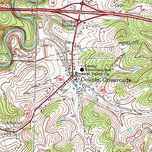 Topographic Map of Pleasant Valley School (historical), KY
