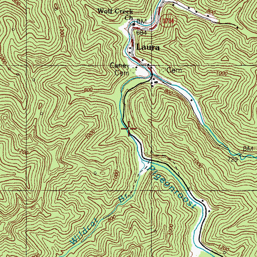 Topographic Map of Sartin Branch, KY