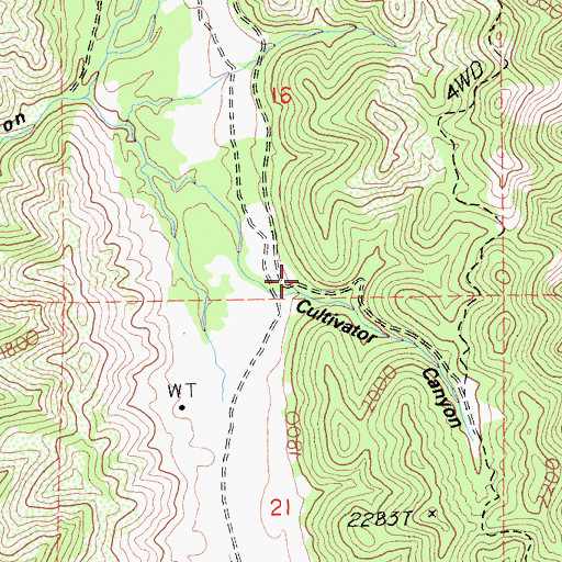 Topographic Map of Cultivator Canyon, CA