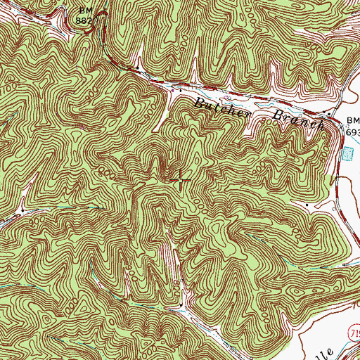Topographic Map of Town Hill, KY