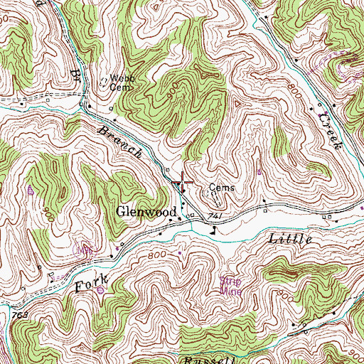 Topographic Map of Glenwood Church (historical), KY