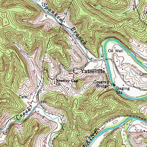 Topographic Map of Bradley Gap, KY