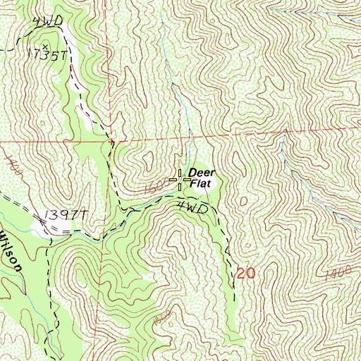 Topographic Map of Deer Flat, CA