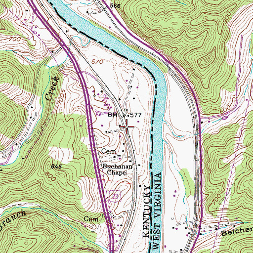Topographic Map of Zelda Railroad Station (historical), KY