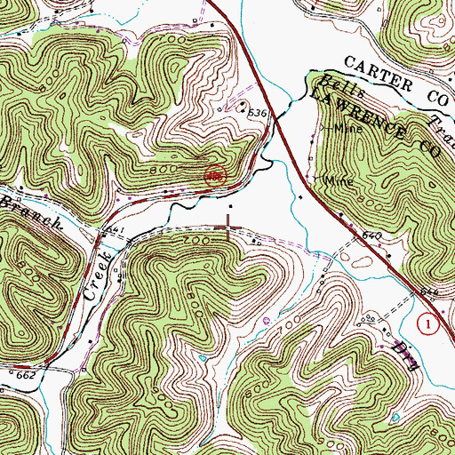 Topographic Map of Dry Ridge School (historical), KY
