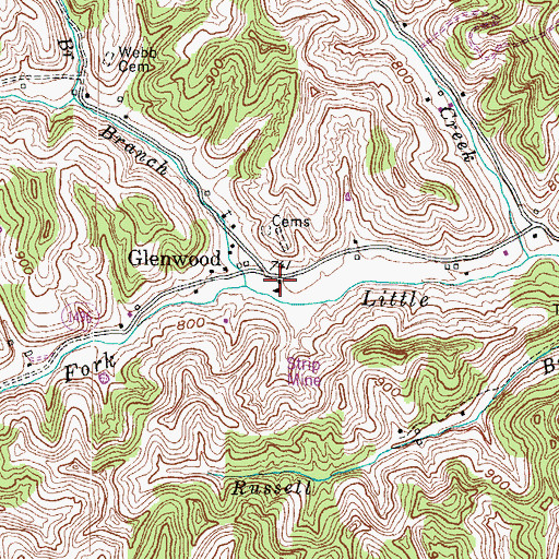 Topographic Map of Glenwood School (historical), KY