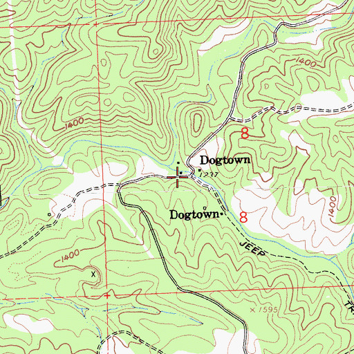 Topographic Map of Dogtown, CA