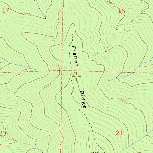 Topographic Map of Fisher Ridge, CA