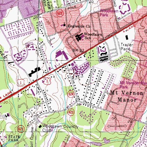 Topographic Map of Fairfax County Fire Station Number 24, Woodlawn, VA