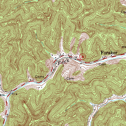 Topographic Map of Kennard Cemetery, KY