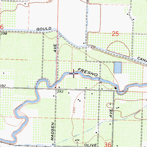 Topographic Map of Fresno Canal, CA
