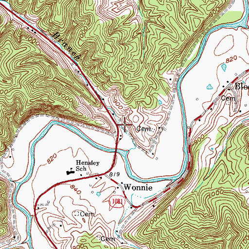 Topographic Map of Trace Branch School (historical), KY