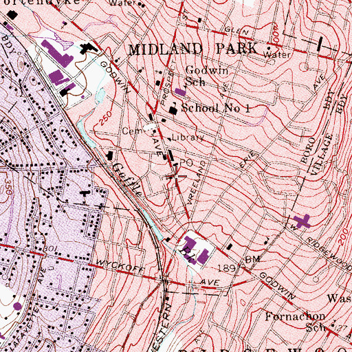 Topographic Map of Midland Park Christian Reformed Church, NJ