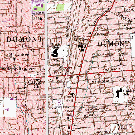 Topographic Map of Dumont Station, NJ